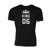 Tricou Dolce & Gabbana negru, din bumbac, cu guler rotund, imprimeu coroana DG King