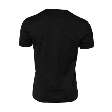 Tricou Dolce & Gabbana negru, din bumbac, cu guler rotund, imprimeu coroana DG King