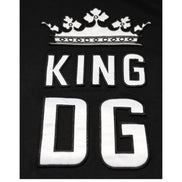 Tricou Dolce & Gabbana negru, din bumbac, cu guler rotund, imprimeu coroana DG King