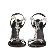 Sandale cu toc din cristale negre Keira Dolce & Gabbana
