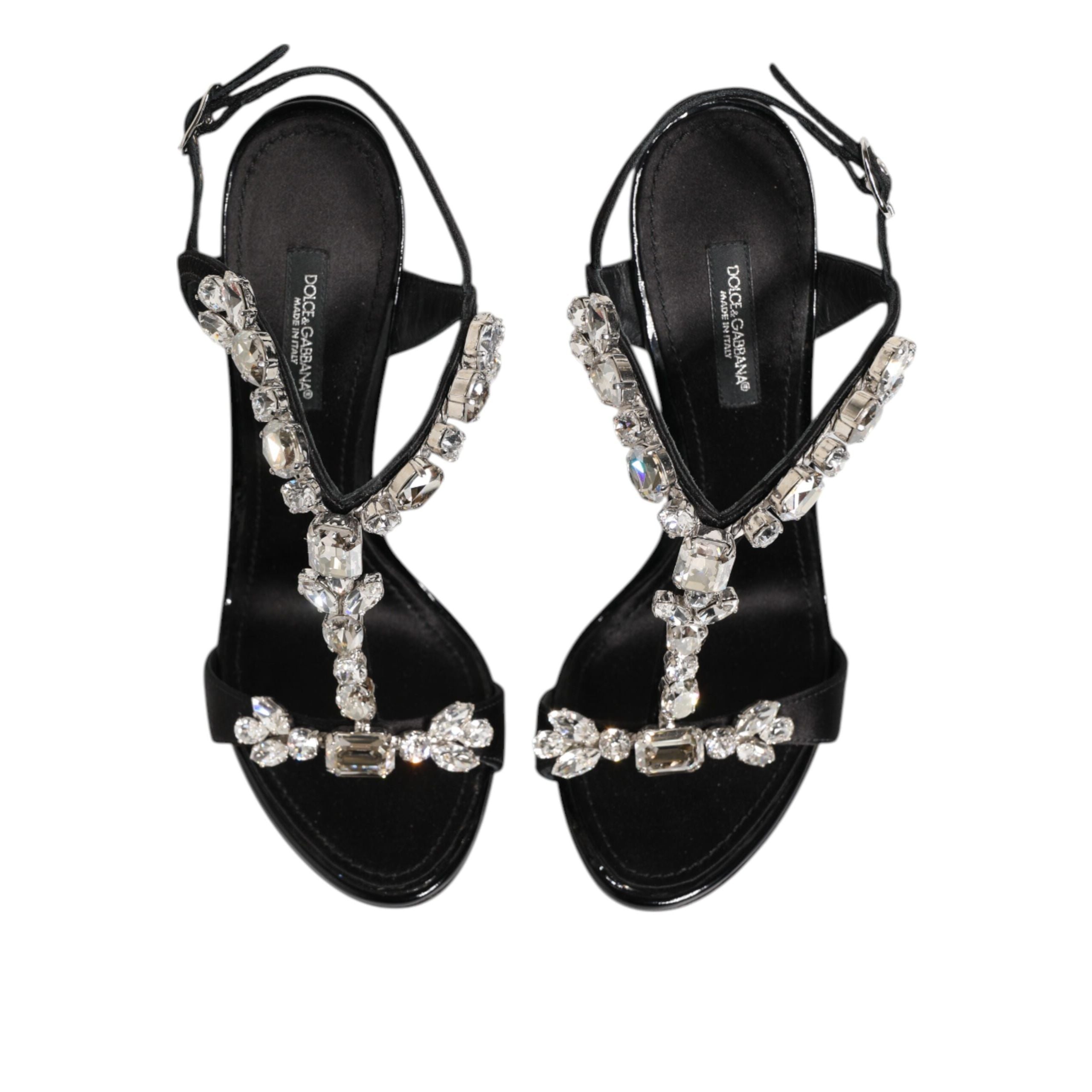 Sandale cu toc din cristale negre Keira Dolce & Gabbana