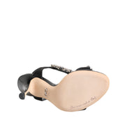 Sandale cu toc din cristale negre Keira Dolce & Gabbana