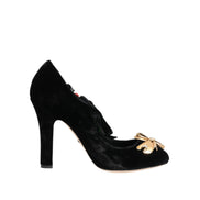 Dolce & Gabbana Black Roses Crystal Brooch Mary Janes