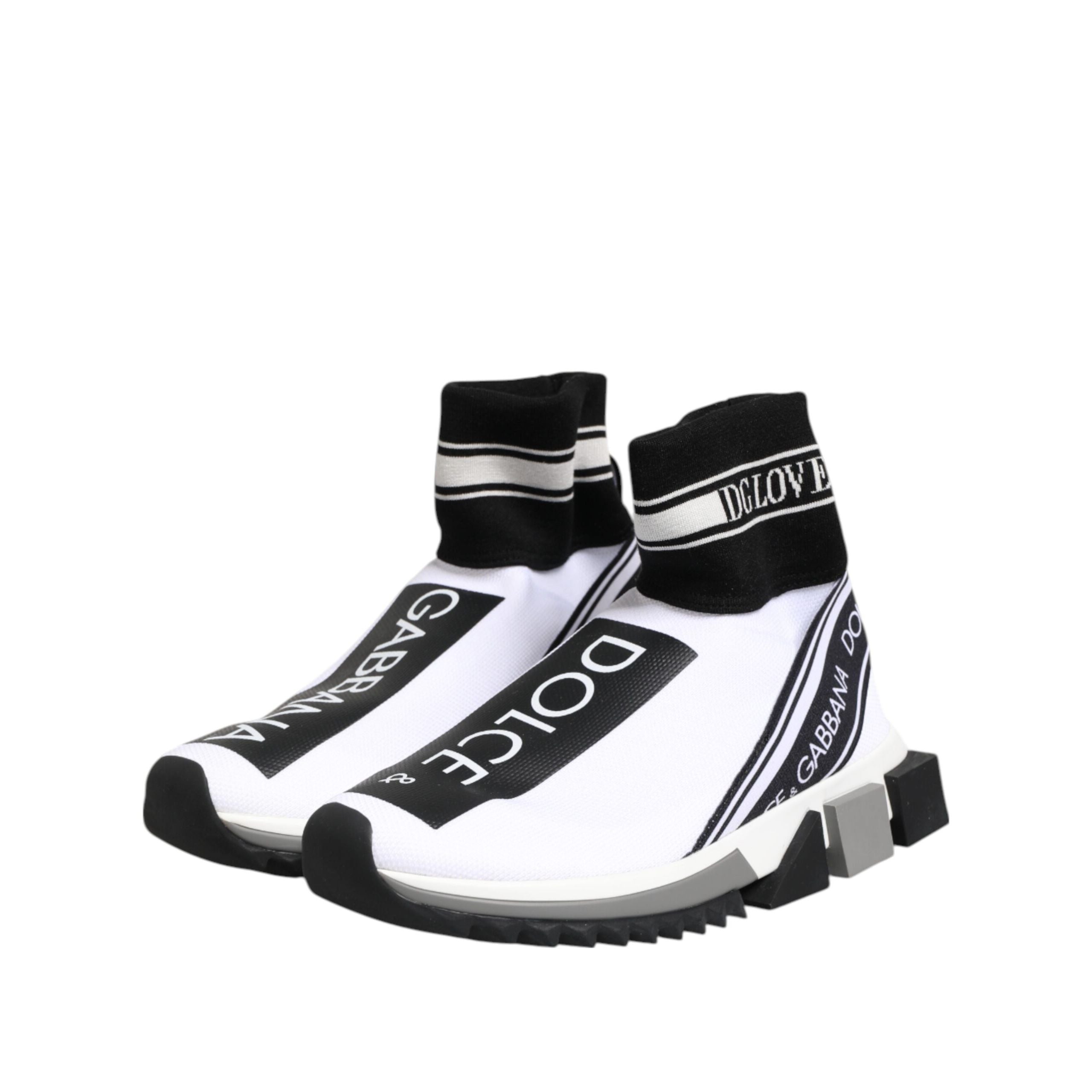 Dolce & Gabbana White Black Sorrento Socks Sneakers