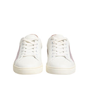 Sneakers joase Dolce & Gabbana albe și roz din piele