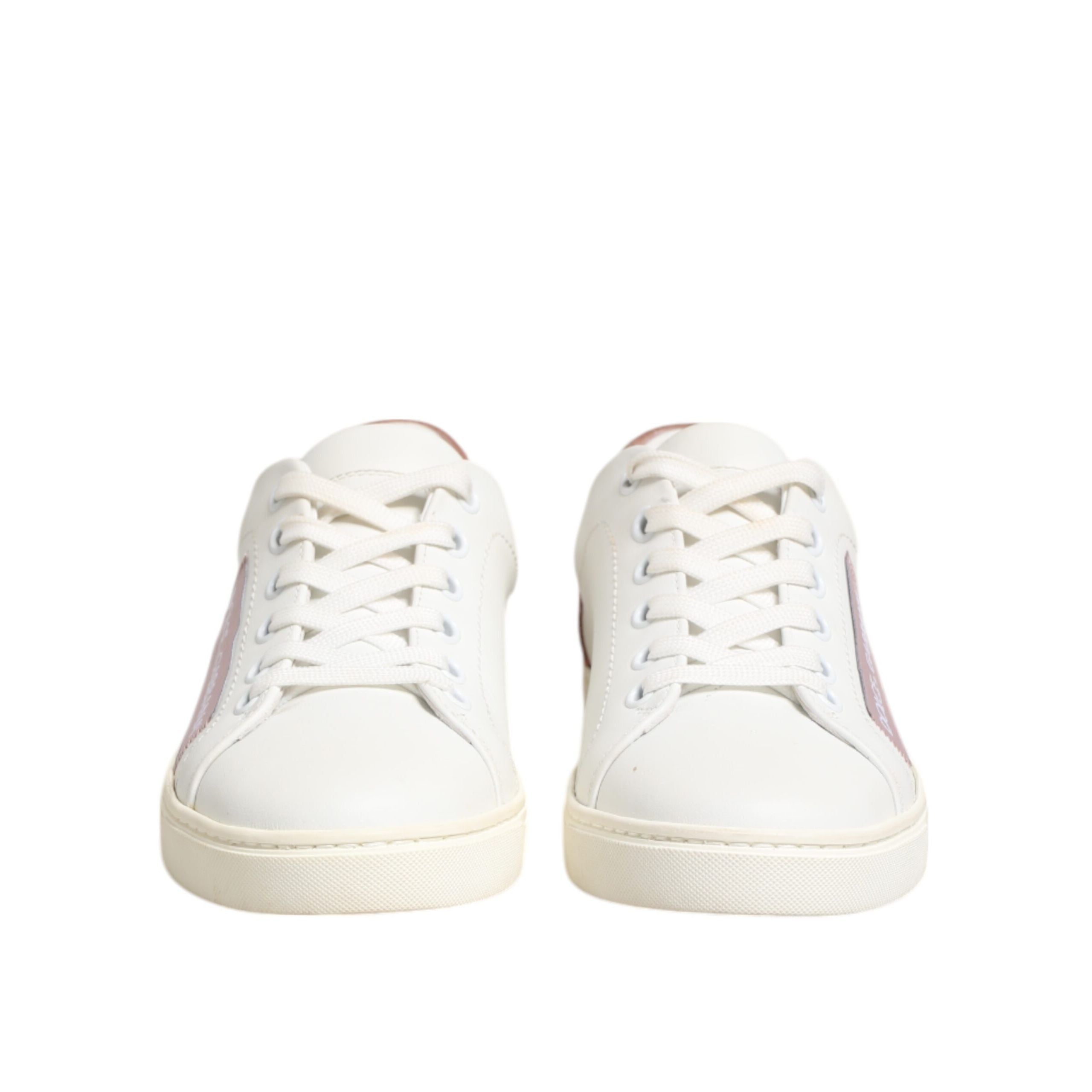 Sneakers joase Dolce & Gabbana albe și roz din piele