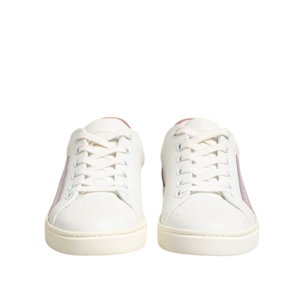 Sneakers joase Dolce & Gabbana albe și roz din piele