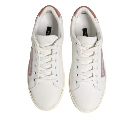 Sneakers joase Dolce & Gabbana albe și roz din piele