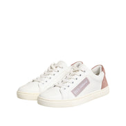 Sneakers joase Dolce & Gabbana albe și roz din piele