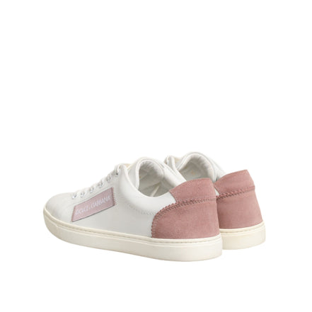 Sneakers joase Dolce & Gabbana albe și roz din piele