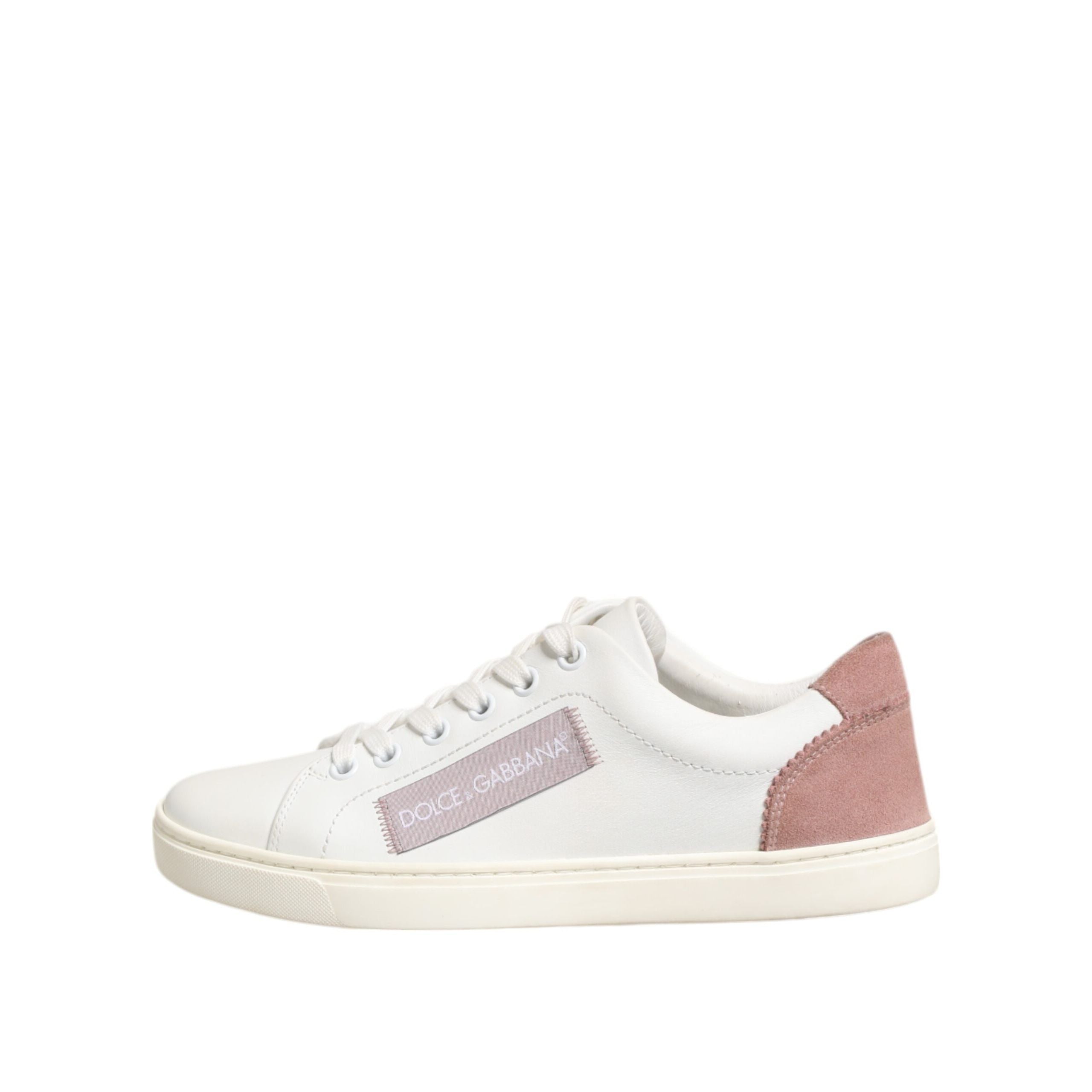 Sneakers joase Dolce & Gabbana albe și roz din piele