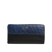 Portofel Dolce & Gabbana tip clutch continental din piele exotică, negru cu albastru