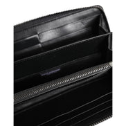 Portofel Dolce & Gabbana tip clutch continental din piele exotică, negru cu albastru