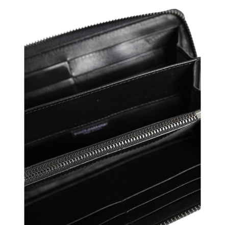 Portofel Dolce & Gabbana tip clutch continental din piele exotică, negru cu albastru