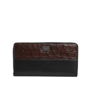 Dolce & Gabbana Black Brown Exotic Leather Continental Clutch Wallet