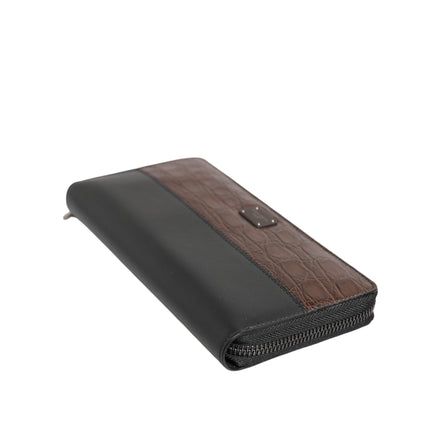 Dolce & Gabbana Black Brown Exotic Leather Continental Clutch Wallet