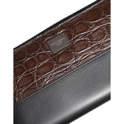 Dolce & Gabbana Black Brown Exotic Leather Continental Clutch Wallet