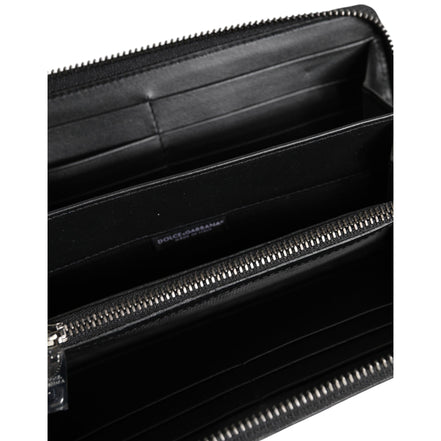 Dolce & Gabbana Black Brown Exotic Leather Continental Clutch Wallet