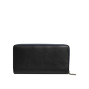 Dolce & Gabbana Black Blue Exotic Leather Continental Clutch Wallet