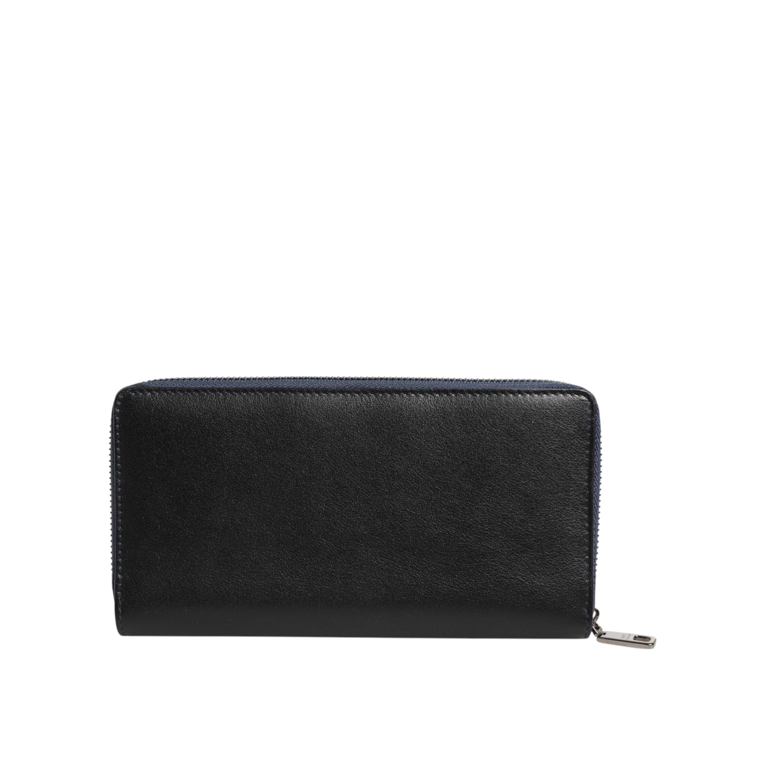 Dolce & Gabbana Black Blue Exotic Leather Continental Clutch Wallet