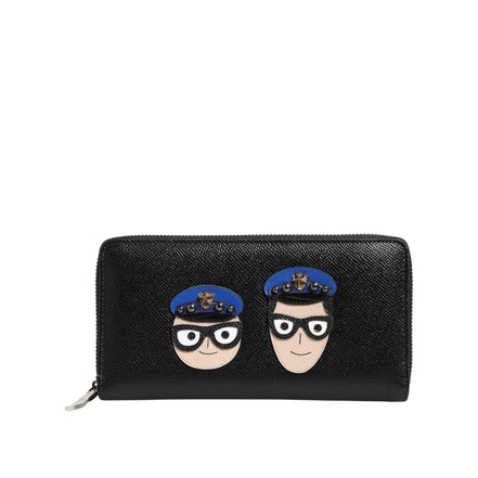Portofel Continental cu Fermoar din Piele Neagră #DGFAMILY Dolce & Gabbana