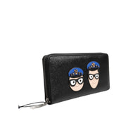 Portofel Continental cu Fermoar din Piele Neagră #DGFAMILY Dolce & Gabbana