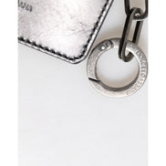 Dolce & Gabbana Wallet Black Leather Logo Embossed Key Chain Card Holder Wallet