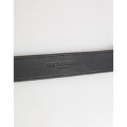 Dolce & Gabbana Silver Textured Leather Gold Tone Metal Neckband
