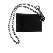 Portofel Dolce & Gabbana din piele neagră Cavallo cu lanț și închidere prin capse, bifold, cu suport pentru carduri