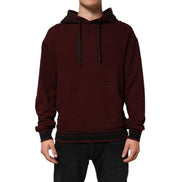 Dolce & Gabbana Burgundy Cotton Plaid Lined Hoodie