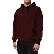 Dolce & Gabbana Burgundy Cotton Plaid Lined Hoodie