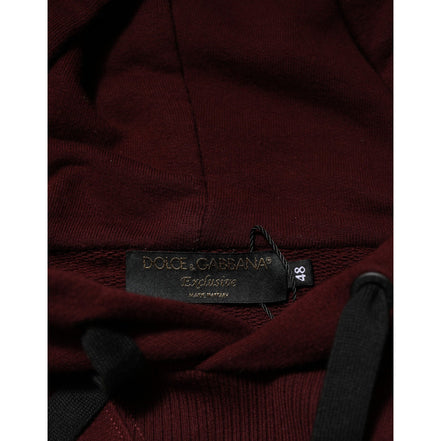 Dolce & Gabbana Burgundy Cotton Plaid Lined Hoodie