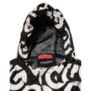Dolce & Gabbana Black White Logo Print Hooded Coat Jacket
