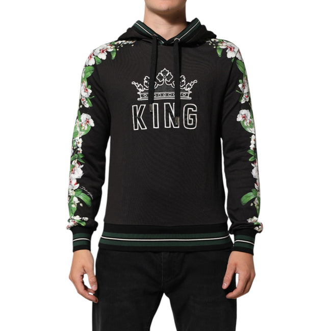 Dolce & Gabbana KING Black Orchid Floral Crown Logo Hoodie