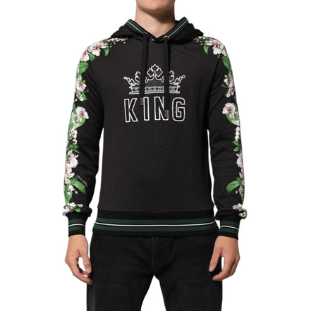 Dolce & Gabbana KING Black Orchid Floral Crown Logo Hoodie