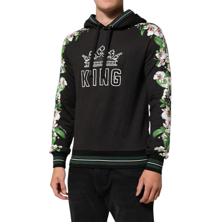 Dolce & Gabbana KING Black Orchid Floral Crown Logo Hoodie