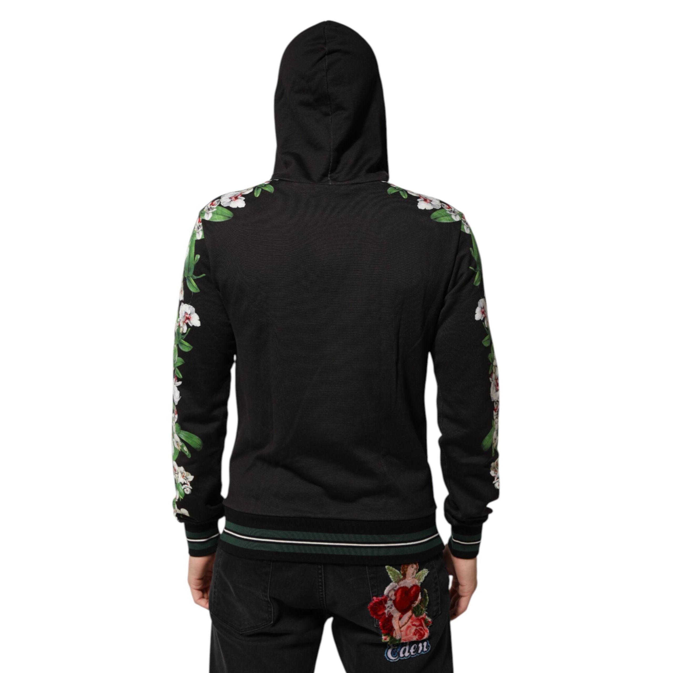 Dolce & Gabbana KING Black Orchid Floral Crown Logo Hoodie