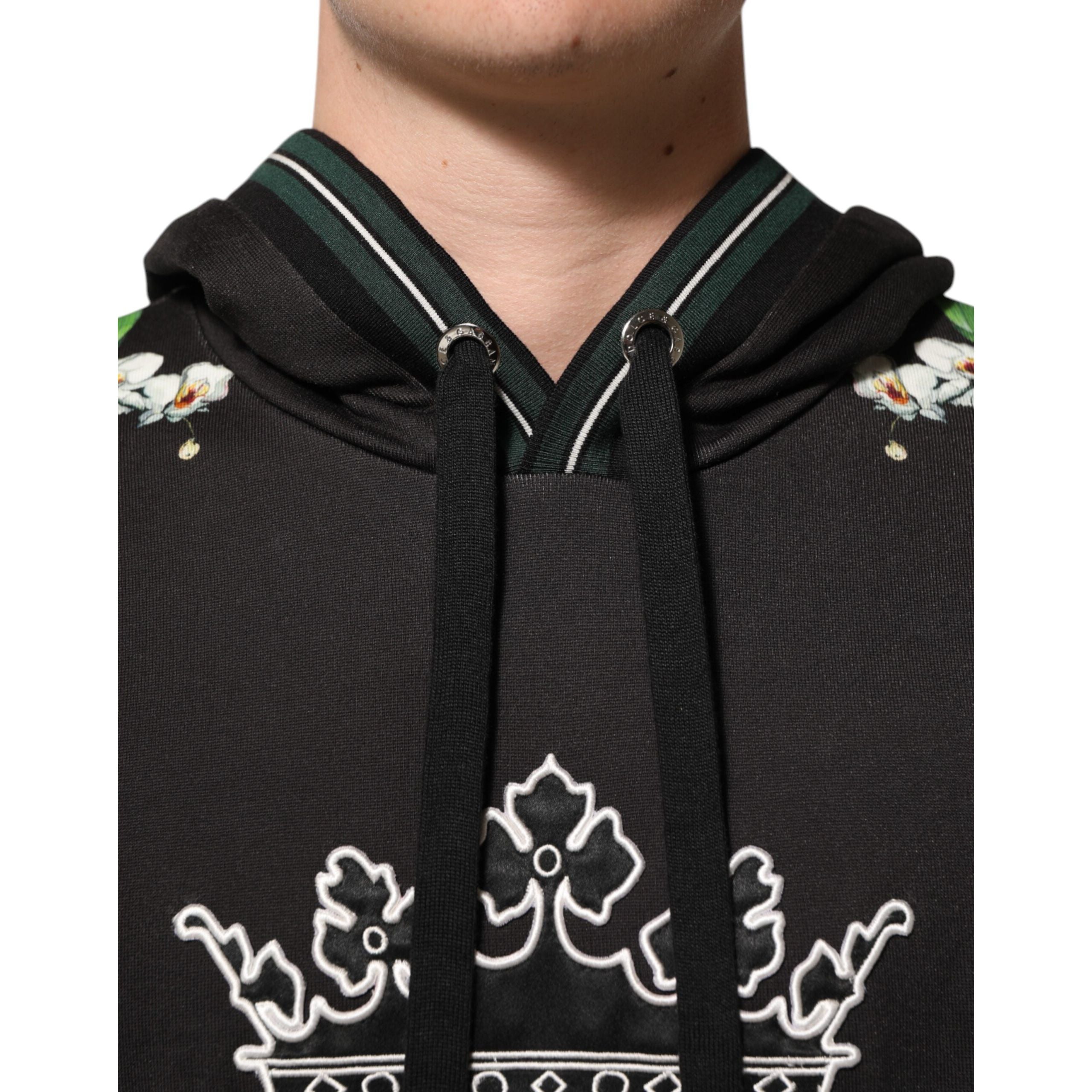 Dolce & Gabbana KING Black Orchid Floral Crown Logo Hoodie
