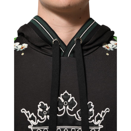 Dolce & Gabbana KING Black Orchid Floral Crown Logo Hoodie
