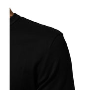 Tricou Dolce & Gabbana negru din catifea de bumbac cu imprimeu logo