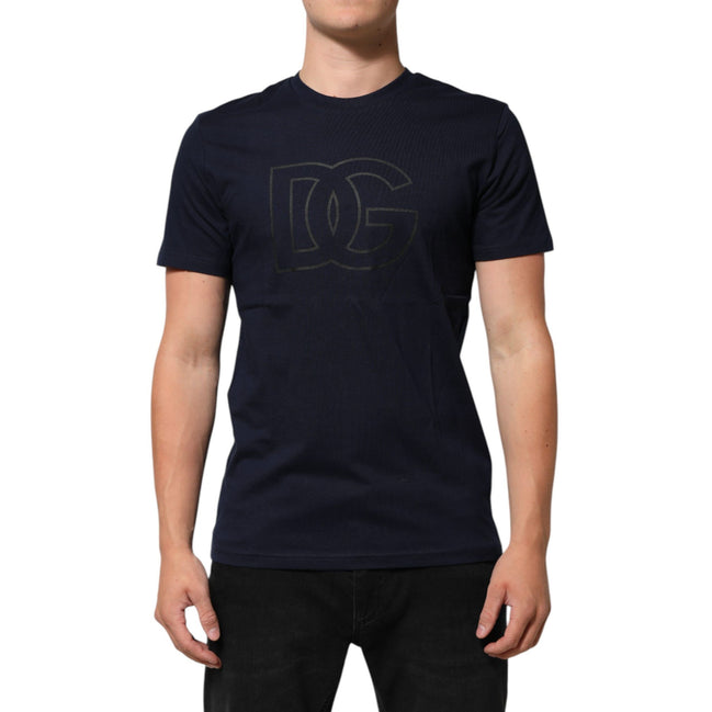 Tricou Dolce & Gabbana din bumbac bleumarin cu imprimeu logo DG