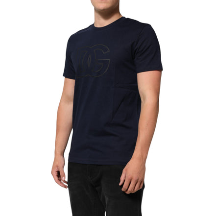 Tricou Dolce & Gabbana din bumbac bleumarin cu imprimeu logo DG