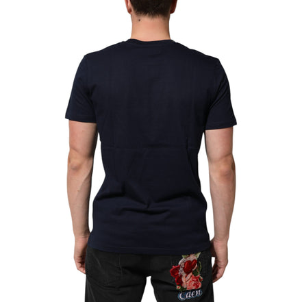 Tricou Dolce & Gabbana din bumbac bleumarin cu imprimeu logo DG