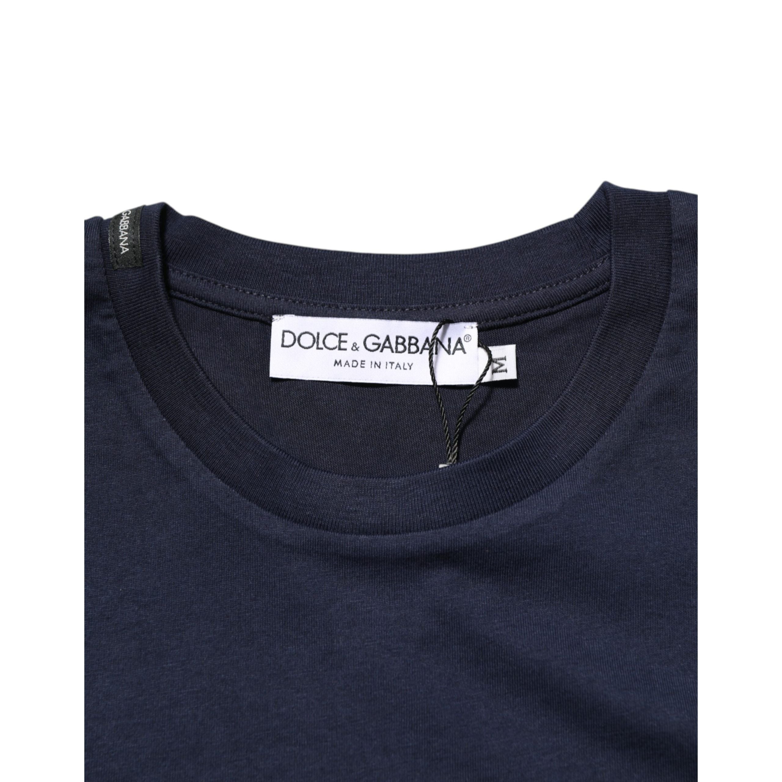 Tricou Dolce & Gabbana din bumbac bleumarin cu imprimeu logo DG