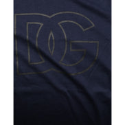 Tricou Dolce & Gabbana din bumbac bleumarin cu imprimeu logo DG