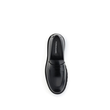 Ferragamo Black Slip-On Loafers