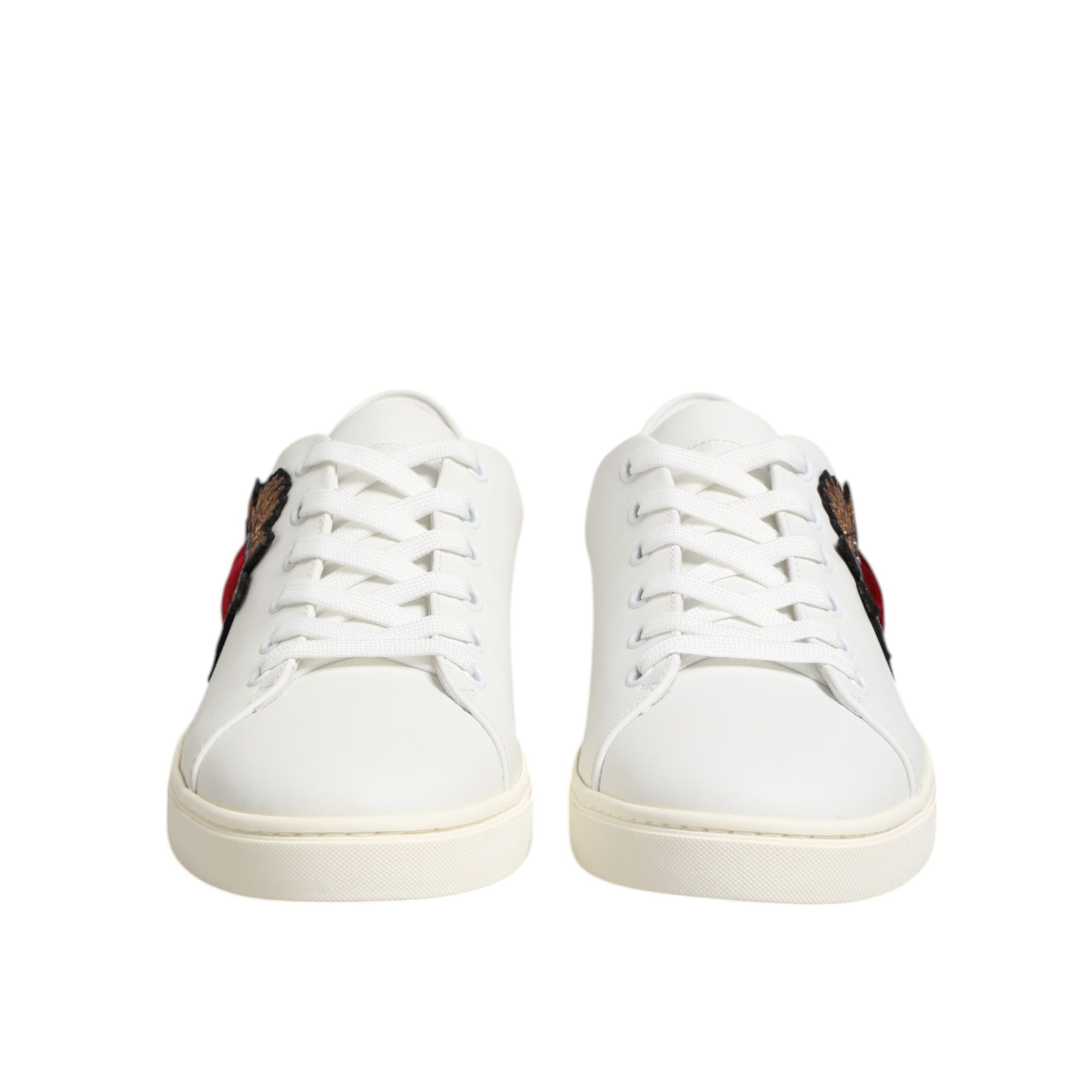 Adidași Dolce & Gabbana din piele albă cu aplicație inimă sacră