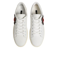Adidași Dolce & Gabbana din piele albă cu aplicație inimă sacră