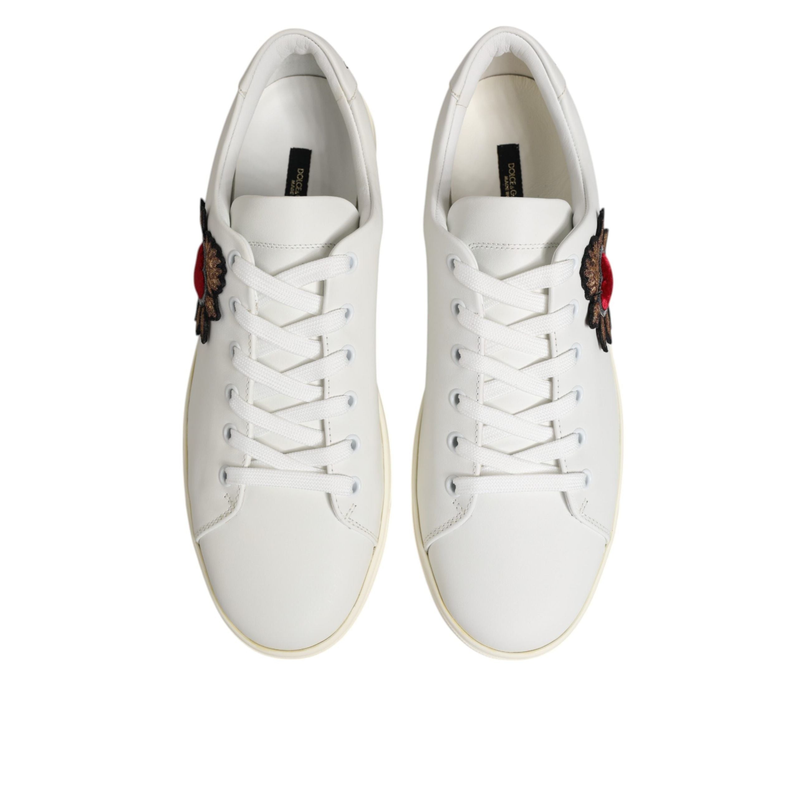 Adidași Dolce & Gabbana din piele albă cu aplicație inimă sacră