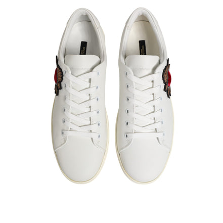 Adidași Dolce & Gabbana din piele albă cu aplicație inimă sacră